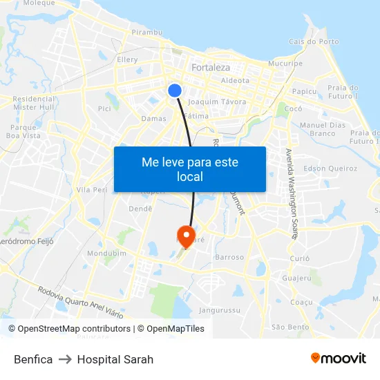 Benfica to Hospital Sarah map