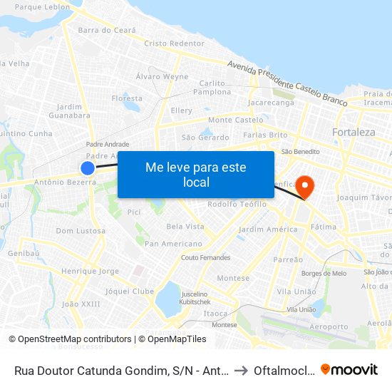 Rua Doutor Catunda Gondim, S/N - Antônio Bezerra to Oftalmoclínica map
