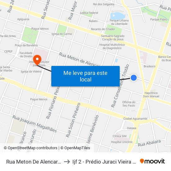 Rua Meton De Alencar, 59 - Centro to Ijf 2 - Prédio Juraci Vieira De Magalhães map