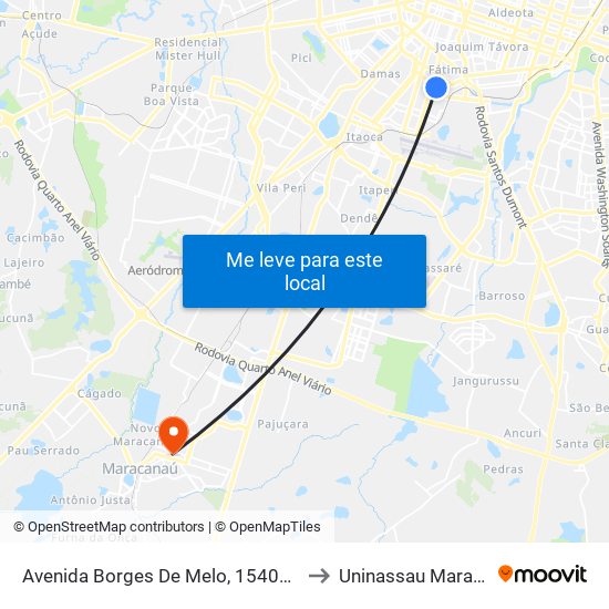 Avenida Borges De Melo, 1540a - Fátima to Uninassau Maracanaú map