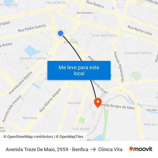 Avenida Treze De Maio, 2959 - Benfica to Clínica Vita map