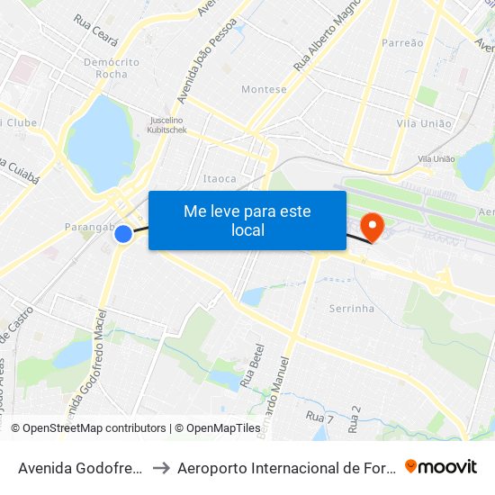 Avenida Godofredo Maciel | Assaí Atacadista - Parangaba to Aeroporto Internacional de Fortaleza / Pinto Martins (FOR) (Aeroporto Internacional de Fortaleza / P map