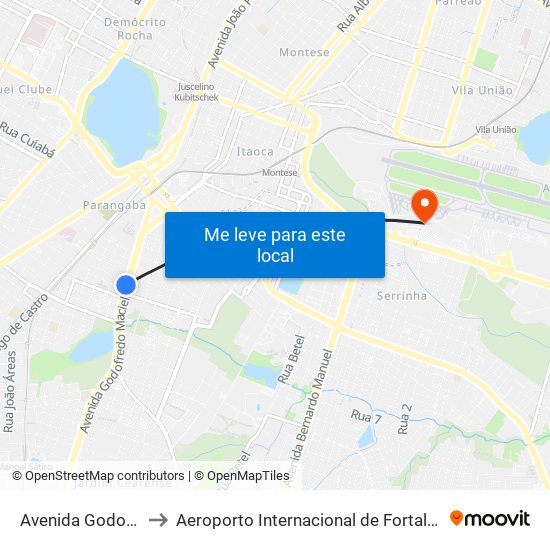 Avenida Godofredo Maciel, 3512 - Parangaba to Aeroporto Internacional de Fortaleza / Pinto Martins (FOR) (Aeroporto Internacional de Fortaleza / P map