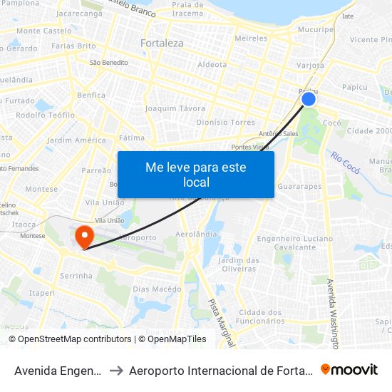 Avenida Engenheiro Santana Júnior, 1927 - Cocó to Aeroporto Internacional de Fortaleza / Pinto Martins (FOR) (Aeroporto Internacional de Fortaleza / P map