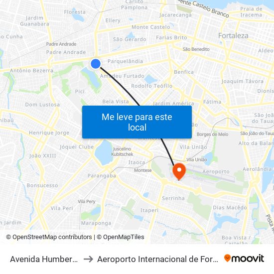Avenida Humberto Monte | Seletivo (075/389/703) - Pici to Aeroporto Internacional de Fortaleza / Pinto Martins (FOR) (Aeroporto Internacional de Fortaleza / P map