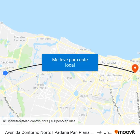 Avenida Contorno Norte | Padaria Pan Planalto - Planalto Caucaia to Uninta map