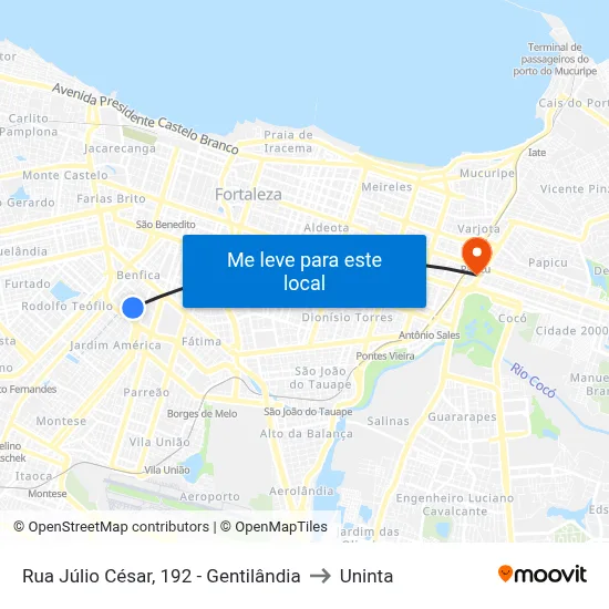 Rua Júlio César, 192 - Gentilândia to Uninta map