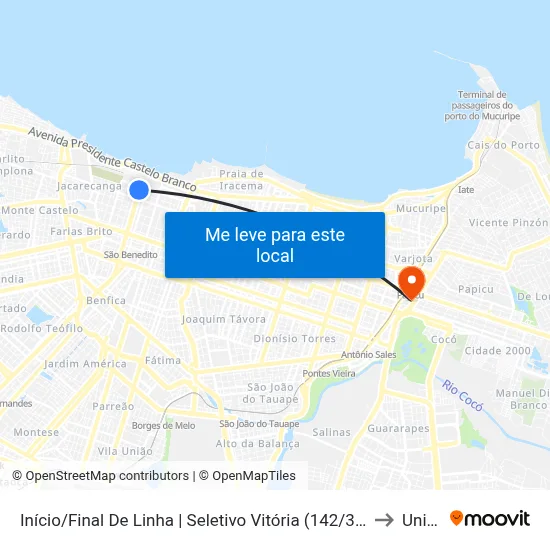 Início/Final De Linha | Seletivo Vitória (142/364) - Centro to Uninta map
