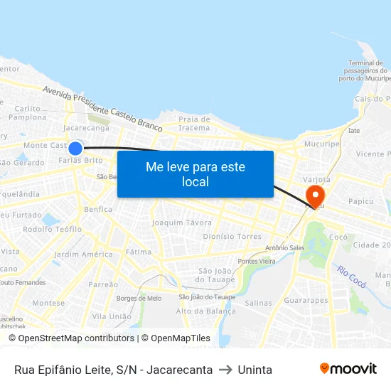 Rua Epifânio Leite, S/N - Jacarecanta to Uninta map