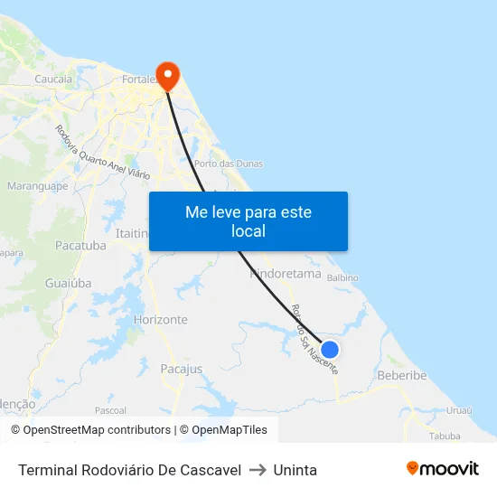 Terminal Rodoviário De Cascavel to Uninta map