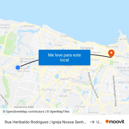 Rua Heribaldo Rodrigues | Igreja Nossa Senhora Das Graças - Parque Potira to Uninta map