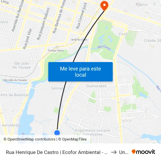 Rua Henrique De Castro | Ecofor Ambiental - Jardim Das Oliveiras to Uninta map