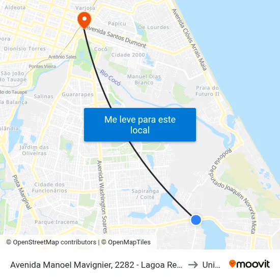 Avenida Manoel Mavignier, 2282 - Lagoa Redonda to Uninta map