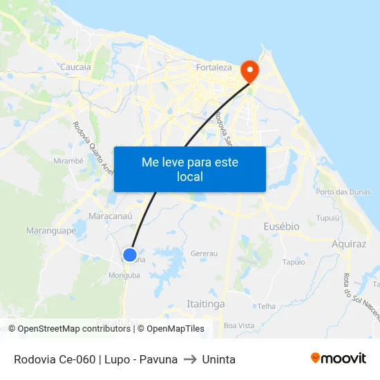 Rodovia Ce-060 | Lupo - Pavuna to Uninta map