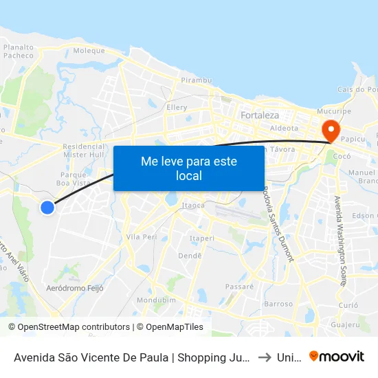 Avenida São Vicente De Paula | Shopping Jurema - Araturi to Uninta map
