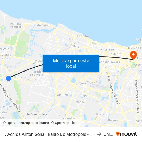 Avenida Airton Sena | Balão Do Metrópole - Arianópolis to Uninta map