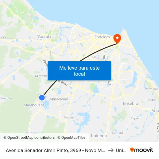 Avenida Senador Almir Pinto, 3969 - Novo Maranguape to Uninta map