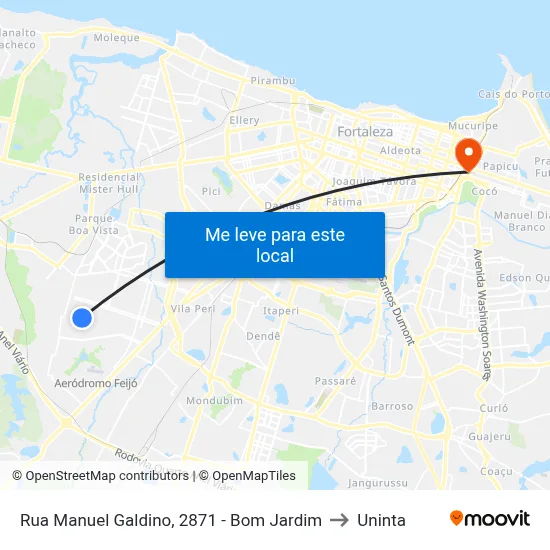 Rua Manuel Galdino, 2871 - Bom Jardim to Uninta map