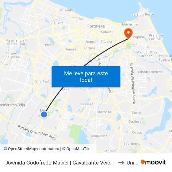 Avenida Godofredo Maciel | Cavalcante Veículos - Mondubim to Uninta map