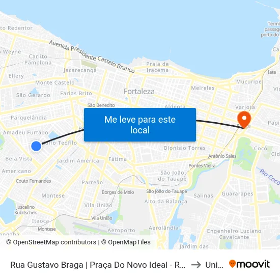 Rua Gustavo Braga | Praça Do Novo Ideal - Rodolfo Teófilo to Uninta map