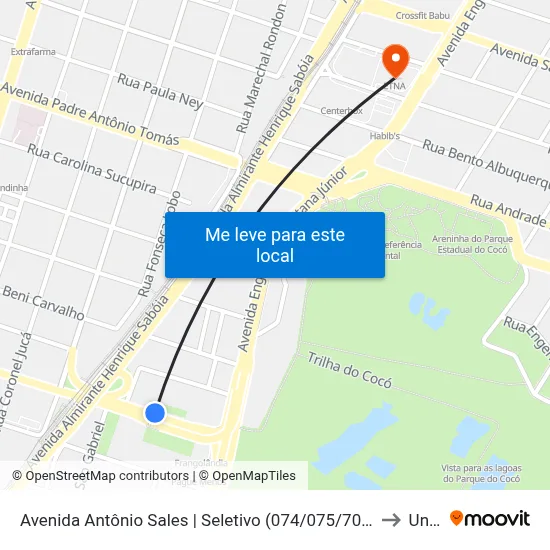 Avenida Antônio Sales | Seletivo (074/075/703/755/816/855) - Cocó to Uninta map