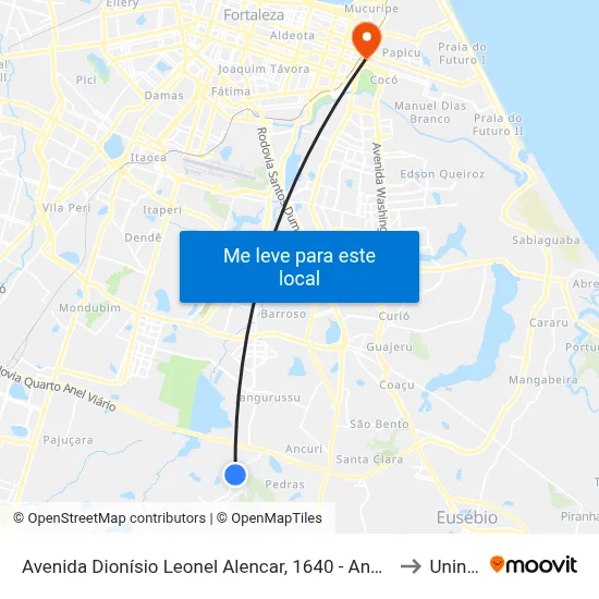 Avenida Dionísio Leonel Alencar, 1640 - Ancuri to Uninta map