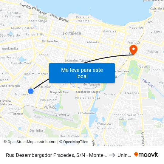 Rua Desembargador Praxedes, S/N - Montese to Uninta map