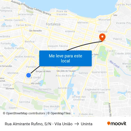 Rua Almirante Rufino, S/N - Vila União to Uninta map