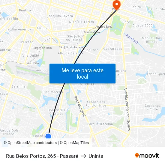 Rua Belos Portos, 265 - Passaré to Uninta map