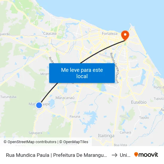 Rua Mundica Paula | Prefeitura De Maranguape - Centro to Uninta map