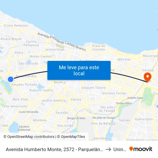 Avenida Humberto Monte, 2572 - Parquelândia to Uninta map