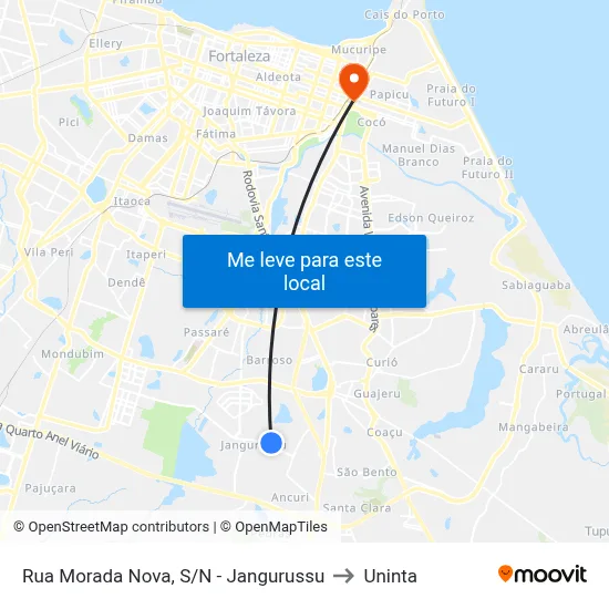 Rua Morada Nova, S/N - Jangurussu to Uninta map