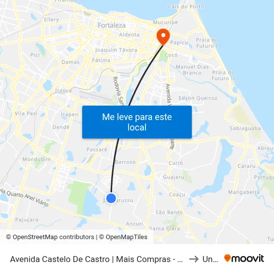 Avenida Castelo De Castro | Mais Compras - Conjunto Palmeiras to Uninta map