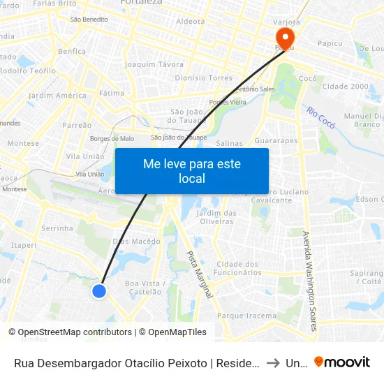 Rua Desembargador Otacílio Peixoto | Residencial Villa Fiori - Passaré to Uninta map