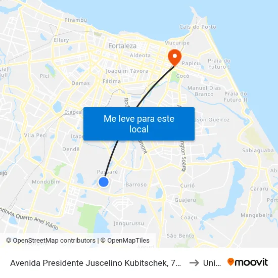 Avenida Presidente Juscelino Kubitschek, 789 - Passaré to Uninta map