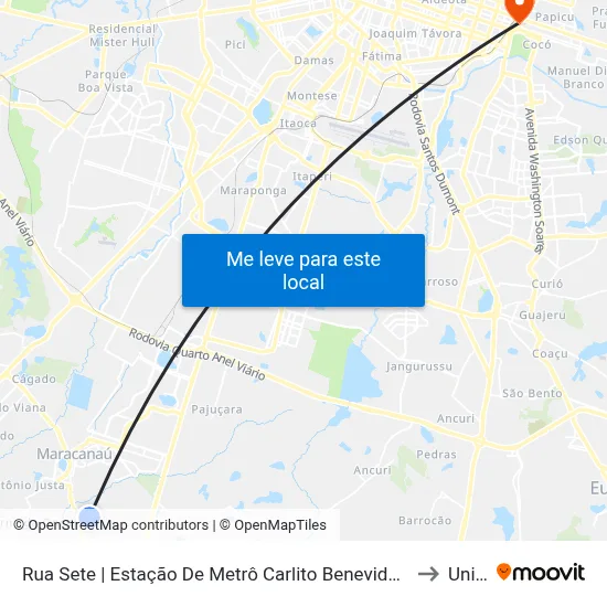 Rua Sete | Estação De Metrô Carlito Benevides - Vila Das Flores to Uninta map