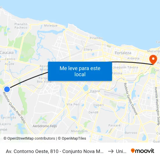 Av. Contorno Oeste, 810 - Conjunto Nova Metrópole to Uninta map