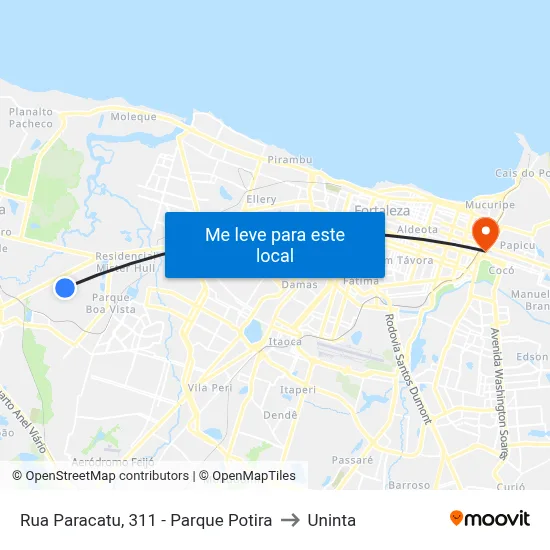 Rua Paracatu, 311 - Parque Potira to Uninta map