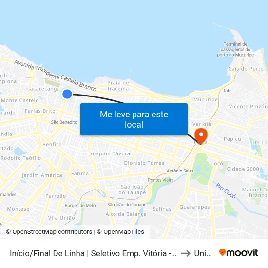 Início/Final De Linha | Seletivo Emp. Vitória - Centro to Uninta map
