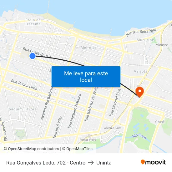 Rua Gonçalves Ledo, 702 - Centro to Uninta map