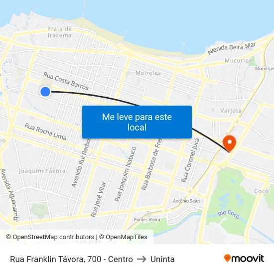 Rua Franklin Távora, 700 - Centro to Uninta map