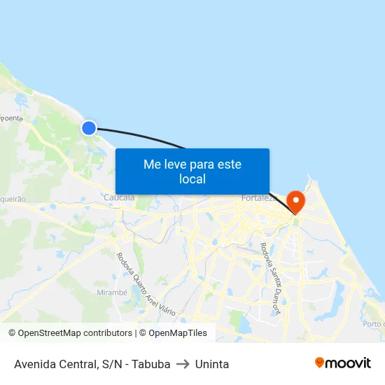 Avenida Central, S/N - Tabuba to Uninta map