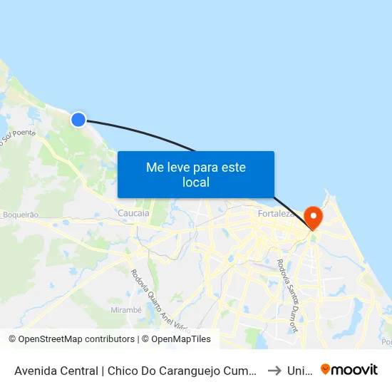 Avenida Central | Chico Do Caranguejo Cumbuco - Tabuba to Uninta map
