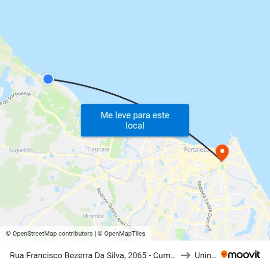 Rua Francisco Bezerra Da Silva, 2065 - Cumbuco to Uninta map