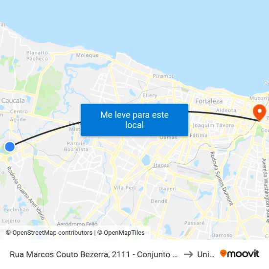 Rua Marcos Couto Bezerra, 2111 - Conjunto Metropolitano to Uninta map