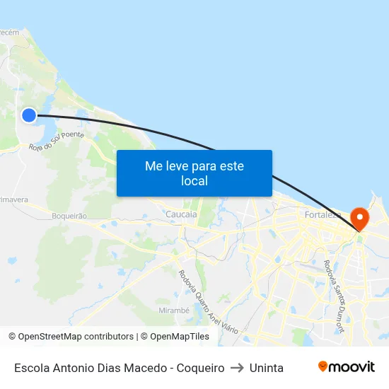 Escola Antonio Dias Macedo - Coqueiro to Uninta map