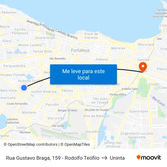 Rua Gustavo Braga, 159 - Rodolfo Teófilo to Uninta map