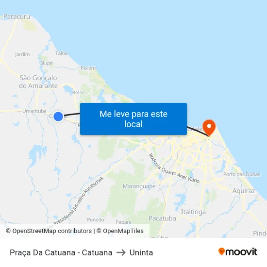 Praça Da Catuana - Catuana to Uninta map