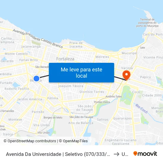 Avenida Da Universidade | Seletivo (070/333/360/374/387/390) - Benfica to Uninta map