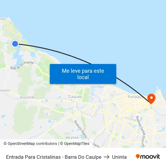 Entrada Para Cristalinas - Barra Do Cauípe to Uninta map